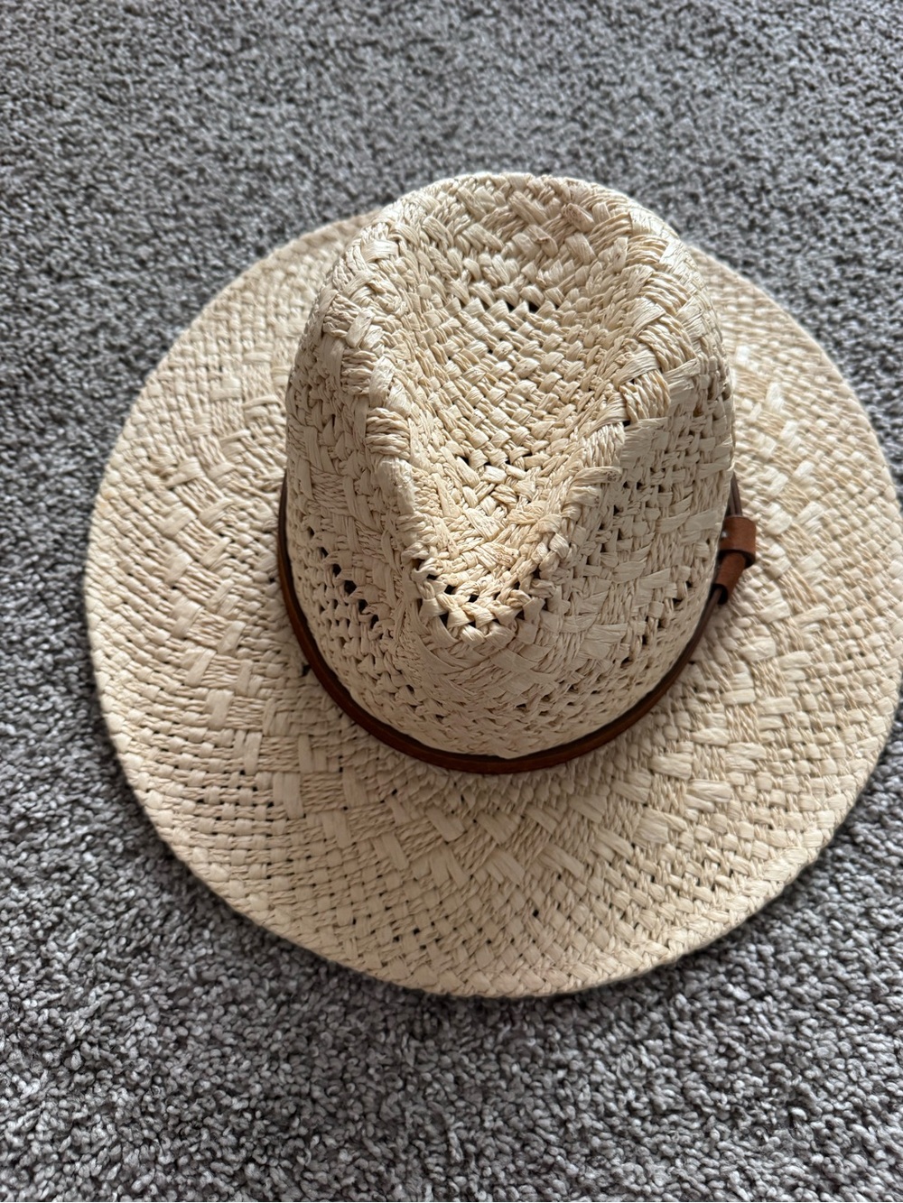 Women's Straw Fedora Hat with Brown Band - Classic Neutral Sun Hat